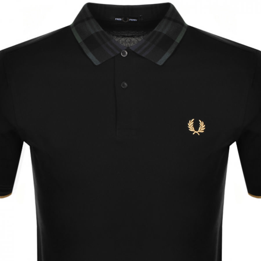 Alternative Image for ProductFred Perry Tartan Collar Polo T Shirt Black2